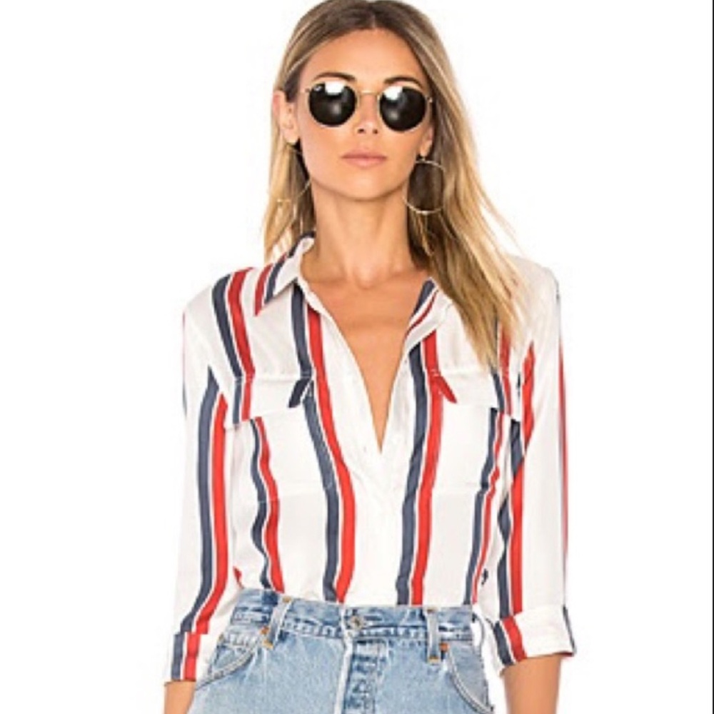 ❗️SOLD❗️ Equipment Femme Womens Silk Long Sleeve Button Down Striped Size M